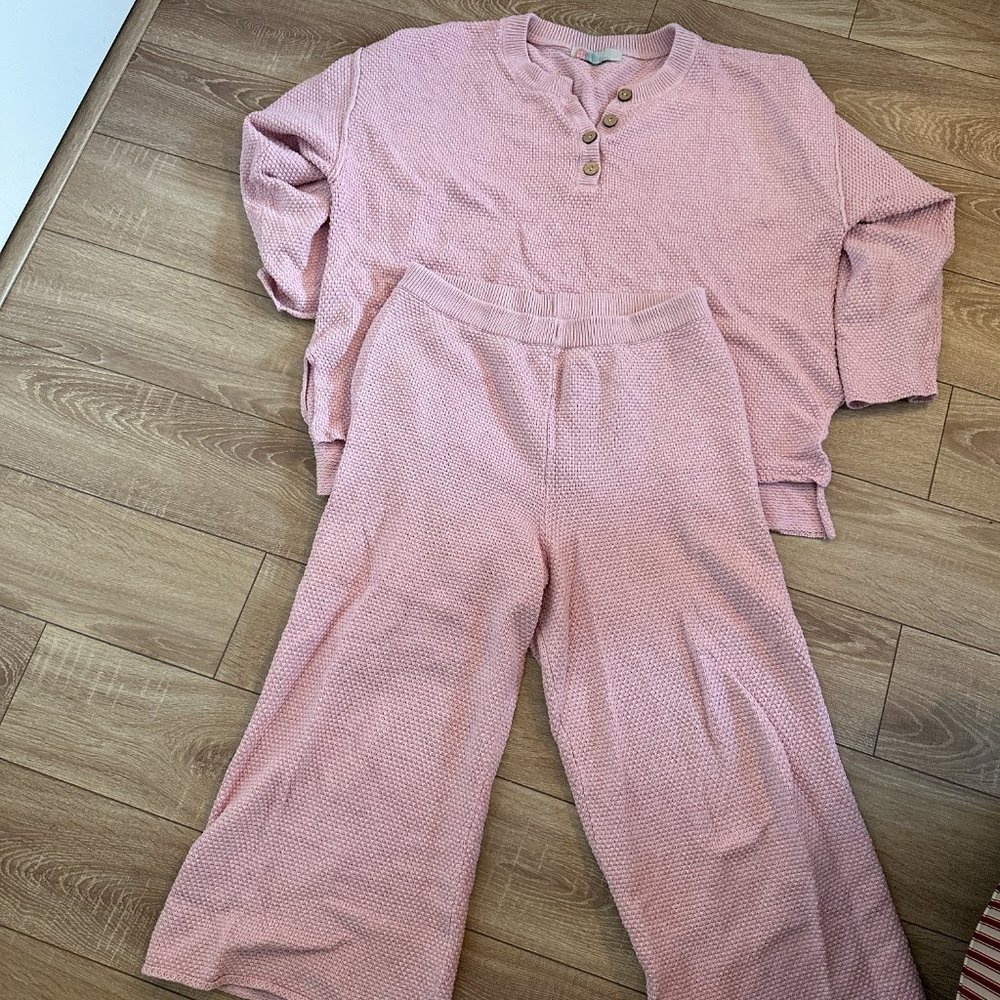 Free People Hailee Sweater Set L - Dreamy Pink